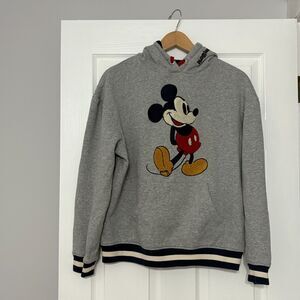 Walt Disney World Original Mickey Mouse Hoodie Med Gray Embroidered Sweatshirt